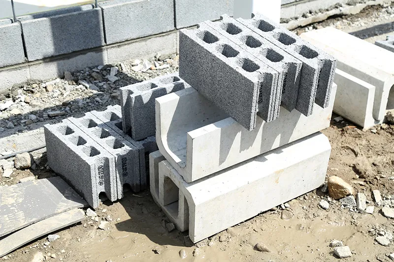 ブロックを組み合わせなあら工事を行います